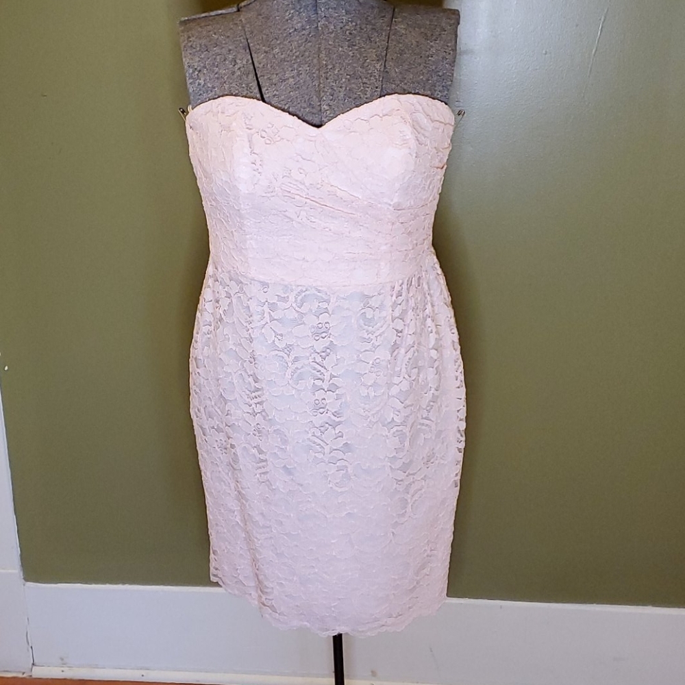 Light pink lace strapless dress